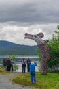 Ketchikan, Alaska: Visitors tour the grounds of Potlatch Totem Park