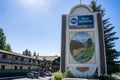 Exterior of the Best Western Tyrolean Lodge, located in the mountain ski town in the Sawtooth Royalty Free Stock Photo