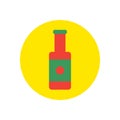 Ketchup bottle flat icon. Round colorful button, Sauce circular vector sign, logo illustration. Royalty Free Stock Photo