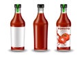 Ketchup bottle set vector realistic mock up. Product placement. Label design. Detailed banner 3d illustrations Royalty Free Stock Photo