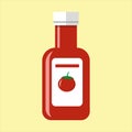 Ketchup bottle. Tomato red sauce container. Flat illustration Royalty Free Stock Photo