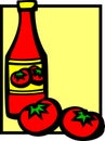 Ketchup bottle and tomatoes vector illustration