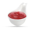 Ketchup in bowl isolated on white background. Portion of tomato sauce. With clipping path.