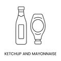 Ketchup and mayonnaise line icon in vector, food illustration.