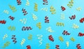 Ketchup mayonnaise and mustard pattern on light blue background