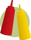 Ketchup and mustard bottles illustration