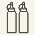 Ketchup and mustard line icon. Two bottles with sauce vector illustration isolated on white. Container outline style