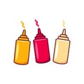 Ketchup, mustard and mayonnaise bottle vector illustration Royalty Free Stock Photo