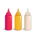 Ketchup, mustard and mayonnaise bottles.