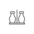Ketchup and mustard sauce bottles line icon
