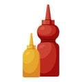 Ketchup and mustard set icon, plastic container Royalty Free Stock Photo