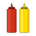 Ketchup and Mustard squeeze bottles dispenser illustration
