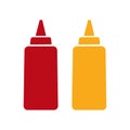 Ketchup and mustard squeeze bottle vector icon illustration Royalty Free Stock Photo