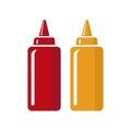 Ketchup and mustard squeeze bottle vector icon illustration Royalty Free Stock Photo