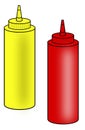 Ketchup and mustard squeeze bottles