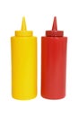 Ketchup and mustard squeeze bottles Royalty Free Stock Photo
