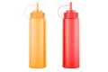 Ketchup and mustard squeeze bottles, 3D rendering Royalty Free Stock Photo