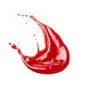 Ketchup, red paint, blood drip isolated on transparent background.