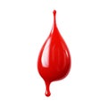 Ketchup, red paint, blood drip isolated on transparent background.