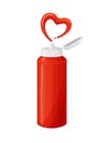 Ketchup sauce in bottle with heart splash in realistic style Royalty Free Stock Photo