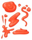 Ketchup stains set. Red tomato sauce splash