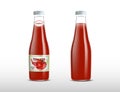 KetchupKetchup products ad. Vector 3d illustration. Spicy tomato ketchup bottles template design and mockup. Sauce brand