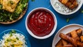 Ketchups versatility in modern cuisine highlighted by its use in various dishe. Concept Ketchup,