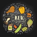 Keto for Beginners Food sketch illustration - multy-colored vector sketch healthy concept. Healthy keto food for