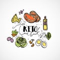 Keto Cook Book - vector sketch illustration - multi-colored sketch healthy concept. Healthy keto diet Cook Book with