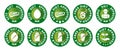 Keto Diet Approved, Pork Free, Organic, Egg, Milk and Vegan Certificate Badge Icon in Gold and Green Colors Royalty Free Stock Photo