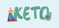 Keto diet banner. Healthy organic food mixture of vegetables and meat balance natural protein.