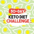 Keto Diet Challenge Banner for 30 day in simple flat style with avocado background