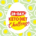 Keto Diet Challenge Banner for 28 day. Vector web banner in modern flat style with avocado