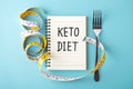 Keto diet concept on blue background