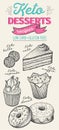 Keto diet dessert illustration - cake, donut, croissant, cupcake, muffin Royalty Free Stock Photo