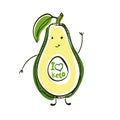 Keto diet hand drawn illustration. Cartoon cute avocado character with lettering. Healthy ketogenic nutrition. Low carb diet. I