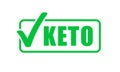 Keto diet label green check mark stamp. Ketogenic diet vector icon