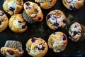 Keto Diet Muffins with Almond Flour, Coconut Flour and Sour Cherries