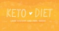 Keto Diet vector illustration with lettering and food doodles keto elements