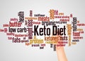 Keto diet word cloud and hand with marker concept