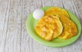 Keto Egg Bread on a wood plank board for ketogenic diet Royalty Free Stock Photo