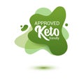 Keto frendly badge. Green amoeba design of sticker for keto diet menu, poster, flyer. Royalty Free Stock Photo