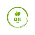 Keto friendly diet nutrition vector illustration. Bold green text and leaves related to organic food. Trendy illustration for Royalty Free Stock Photo