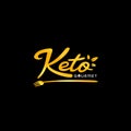 Keto Gourmet catering and restaurant manual hand lettering logo with fork icon in classic premium style