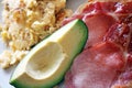 Keto or ketogenic low carb gluten free paleo style diet protein based avocado bacon meat dairy eggs
