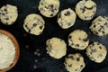 Keto Low-Carb Cookie Dough Fat Bombs with Sugar-Free Chocolate Chips Royalty Free Stock Photo