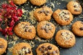 Keto Peanut Butter Cookies with Almond Flour and Sugar-Free Chocolate Chips Royalty Free Stock Photo