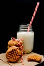 Keto Peanut Butter Cookies with Almond Milk Royalty Free Stock Photo