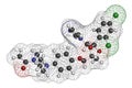 Ketoconazole antifungal drug molecule. 3D rendering. Atoms are represented as spheres with conventional color coding: hydrogen ( Royalty Free Stock Photo