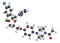 Ketoconazole antifungal drug molecule. 3D rendering. Atoms are represented as spheres with conventional color coding: hydrogen ( Royalty Free Stock Photo